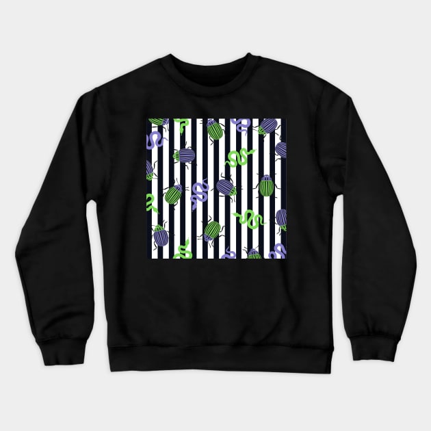 Beetle Stripes Crewneck Sweatshirt by LylaLace Studio